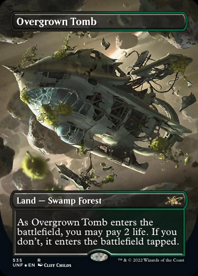 Overgrown Tomb (Borderless) (Galaxy Foil) [Unfinity] | Yard's Games Ltd