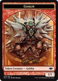 Goblin (010) // Serra the Benevolent Emblem (020) Double-Sided Token [Modern Horizons Tokens] | Yard's Games Ltd