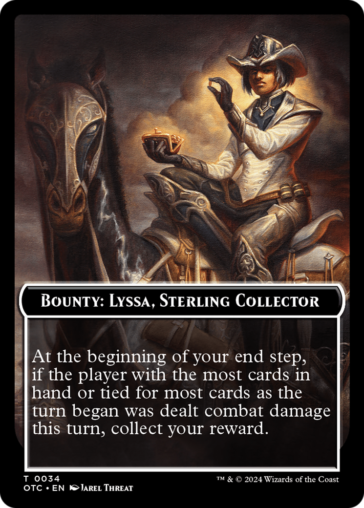 Bounty: Lyssa, Sterling Collector // Bounty Rules Double-Sided Token [Outlaws of Thunder Junction Commander Tokens] | Yard's Games Ltd
