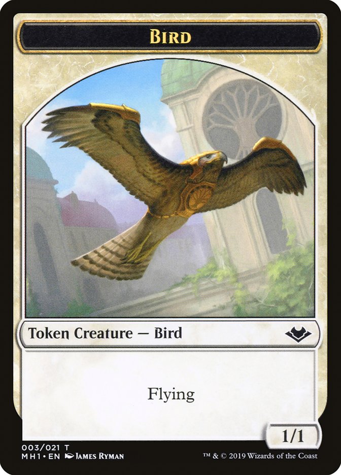 Bird (003) // Serra the Benevolent Emblem Double-Sided Token [Modern Horizons Tokens] | Yard's Games Ltd