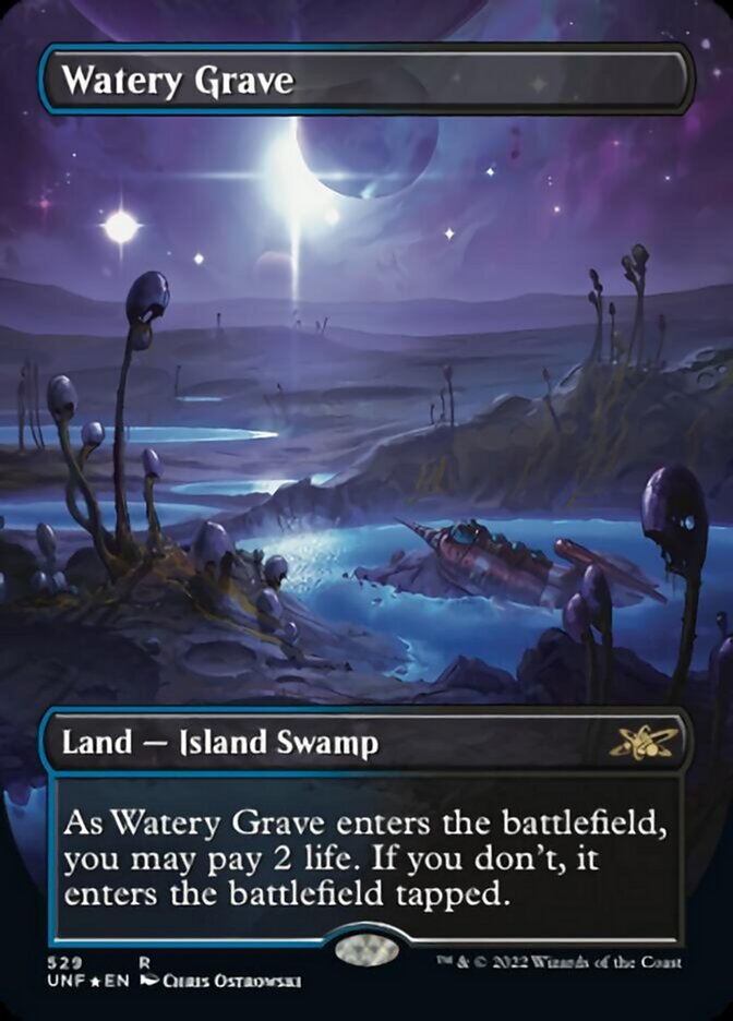 Watery Grave (Borderless) (Galaxy Foil) [Unfinity] | Yard's Games Ltd
