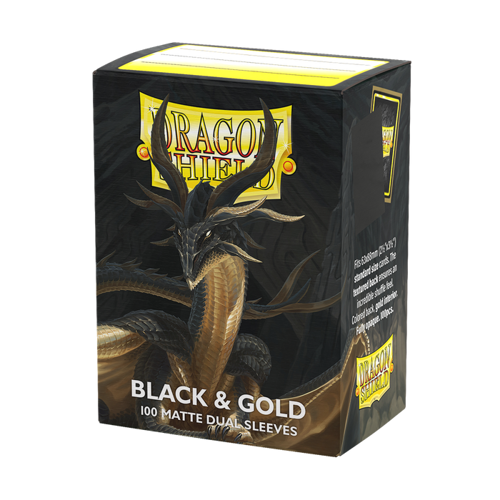 Dragon Shield: Standard 100ct Sleeves - Black/Gold (Dual Matte)