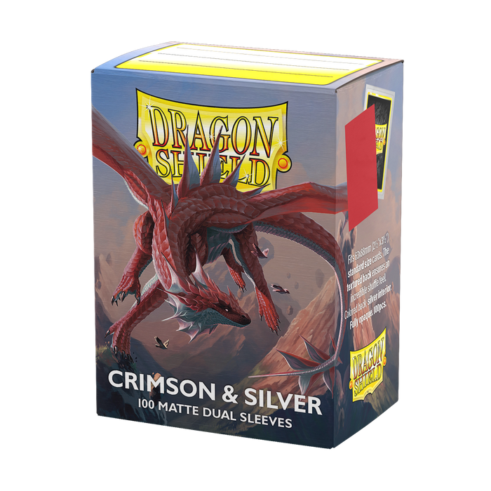 Dragon Shield: Standard 100ct Sleeves - Crimson / Silver (Dual Matte)