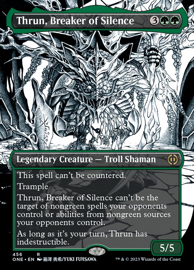 Thrun, Breaker of Silence (Borderless Manga Step-and-Compleat Foil) [Phyrexia: All Will Be One] | Yard's Games Ltd