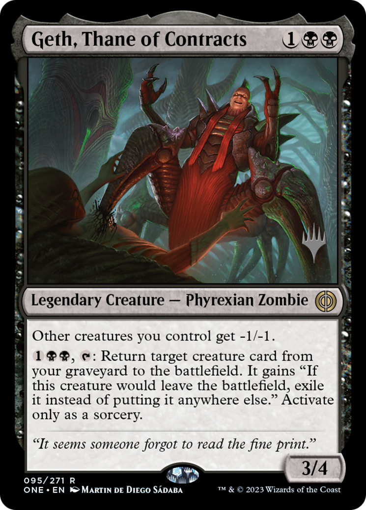 Geth, Thane of Contracts (Promo Pack) [Phyrexia: All Will Be One Promos] | Yard's Games Ltd