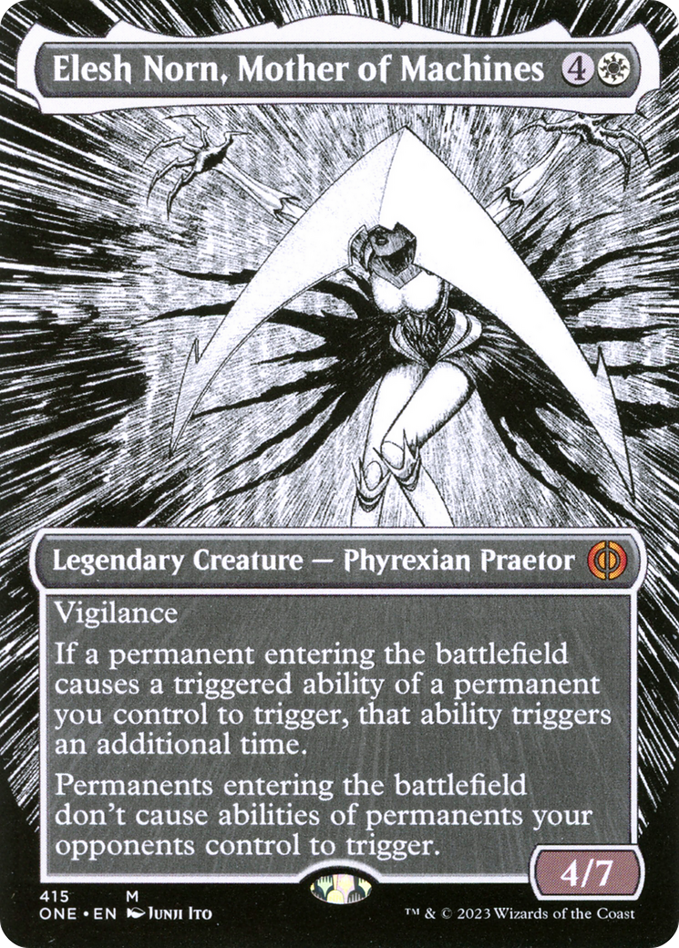 Elesh Norn, Mother of Machines (Borderless Manga) [Phyrexia: All Will Be One] | Yard's Games Ltd