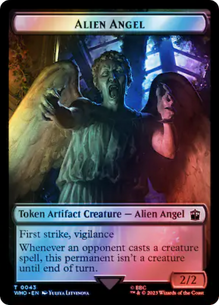 Alien Angel // Clue (0051) Double-Sided Token (Surge Foil) [Doctor Who Tokens] | Yard's Games Ltd