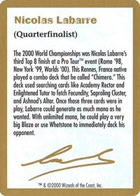 2000 Nicolas Labarre Biography Card [World Championship Decks] | Yard's Games Ltd