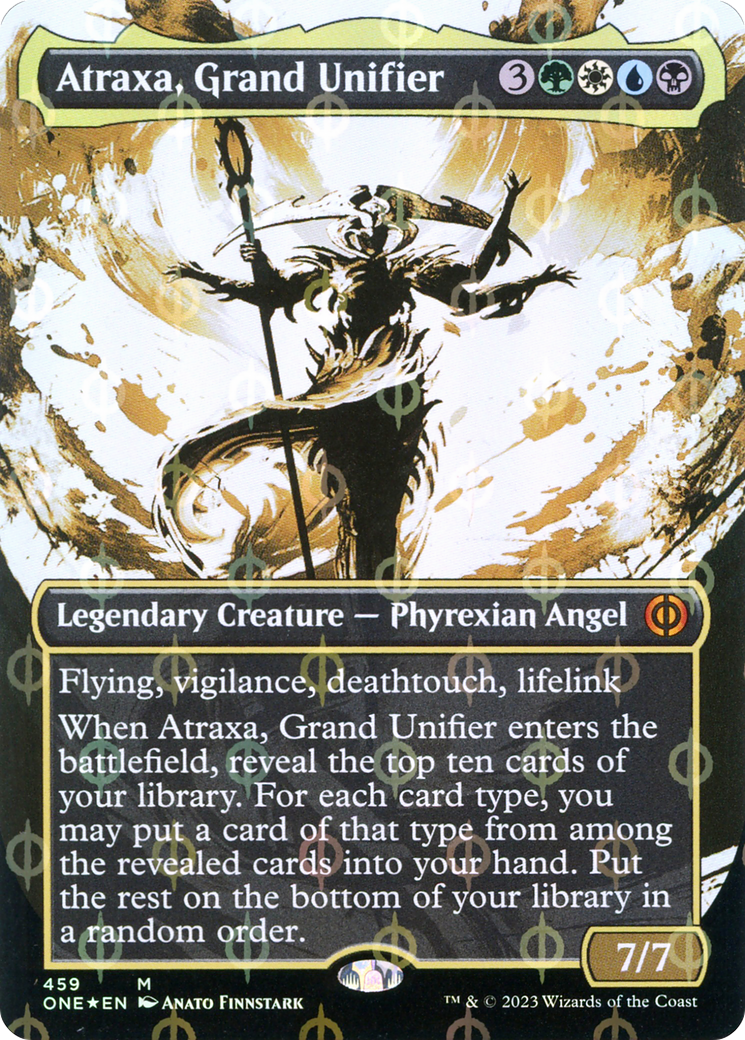Atraxa, Grand Unifier (Borderless Ichor Step-and-Compleat Foil) [Phyrexia: All Will Be One] | Yard's Games Ltd
