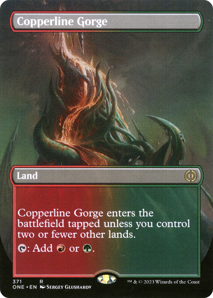 Copperline Gorge (Borderless Alternate Art) [Phyrexia: All Will Be One] | Yard's Games Ltd