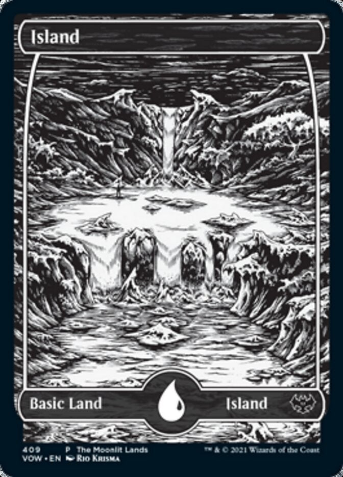 Island (The Moonlit Lands) (Foil Etched) [Innistrad: Crimson Vow Promos] | Yard's Games Ltd
