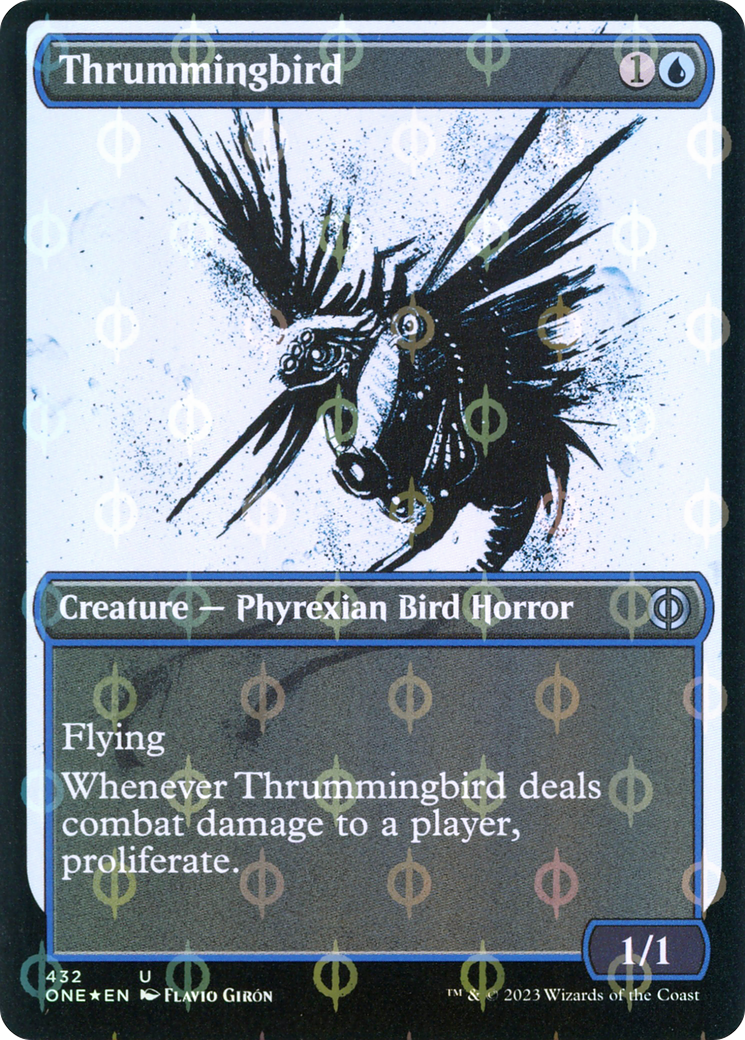 Thrummingbird (Showcase Ichor Step-and-Compleat Foil) [Phyrexia: All Will Be One] | Yard's Games Ltd