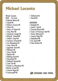 1996 Michael Loconto Decklist Card [World Championship Decks] | Yard's Games Ltd