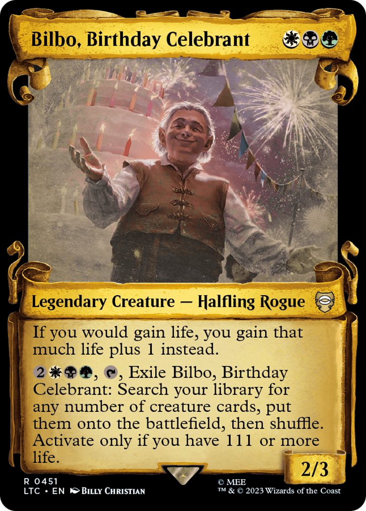 Bilbo, Birthday Celebrant [The Lord of the Rings: Tales of Middle-Earth Commander Showcase Scrolls] | Yard's Games Ltd