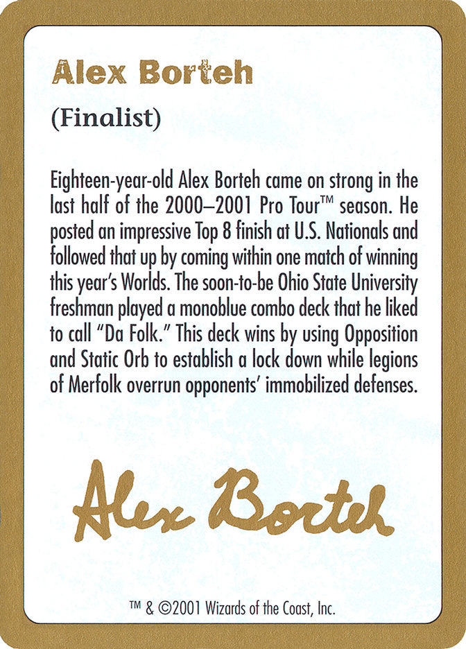 Alex Borteh Bio [World Championship Decks 2001] | Yard's Games Ltd