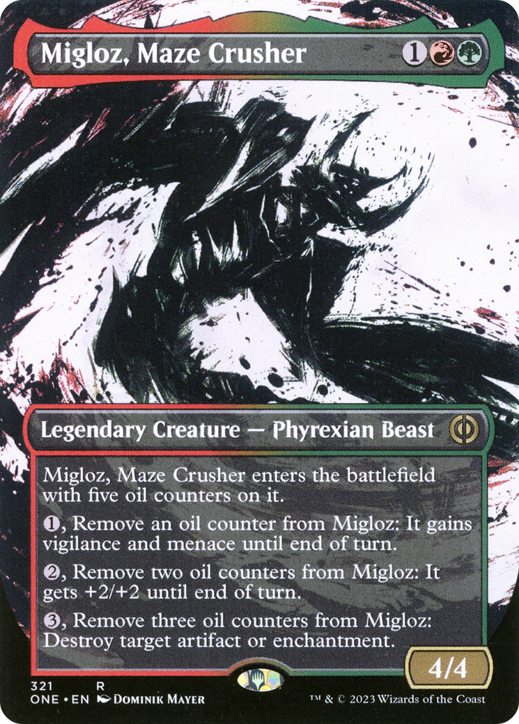 Migloz, Maze Crusher (Borderless Ichor) [Phyrexia: All Will Be One] | Yard's Games Ltd