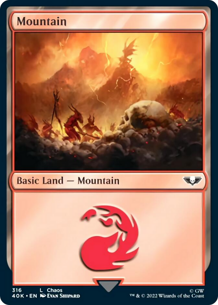 Mountain (316) (Surge Foil) [Warhammer 40,000] | Yard's Games Ltd