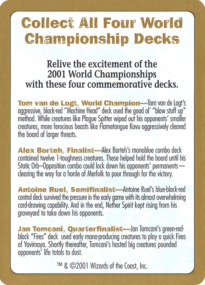 2001 World Championships Ad [World Championship Decks 2001] | Yard's Games Ltd