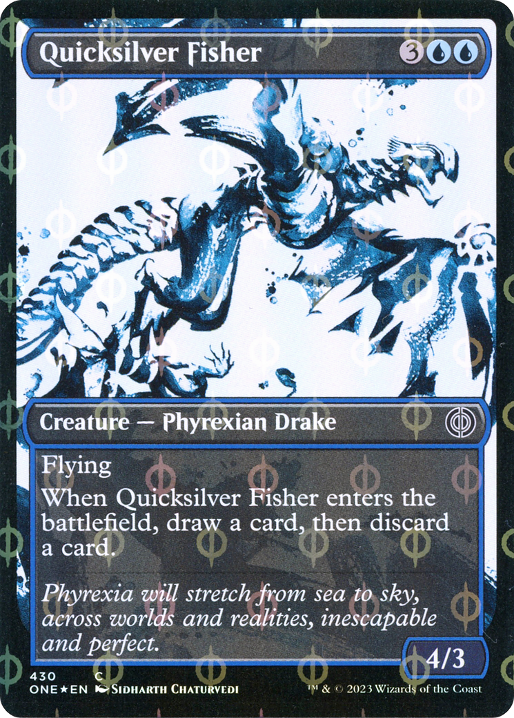 Quicksilver Fisher (Showcase Ichor Step-and-Compleat Foil) [Phyrexia: All Will Be One] | Yard's Games Ltd