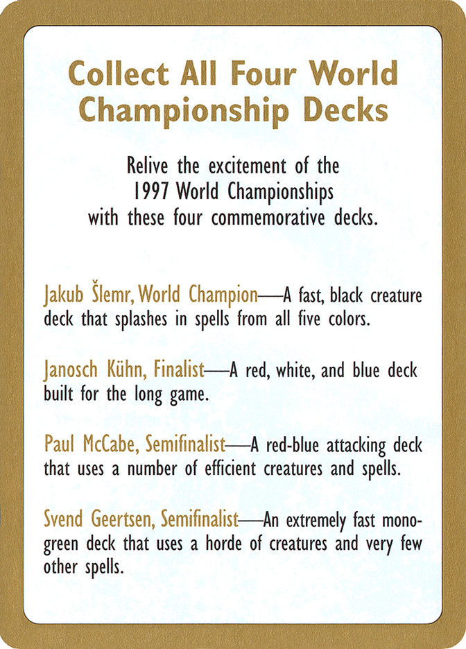 1997 World Championships Ad [World Championship Decks 1997] | Yard's Games Ltd
