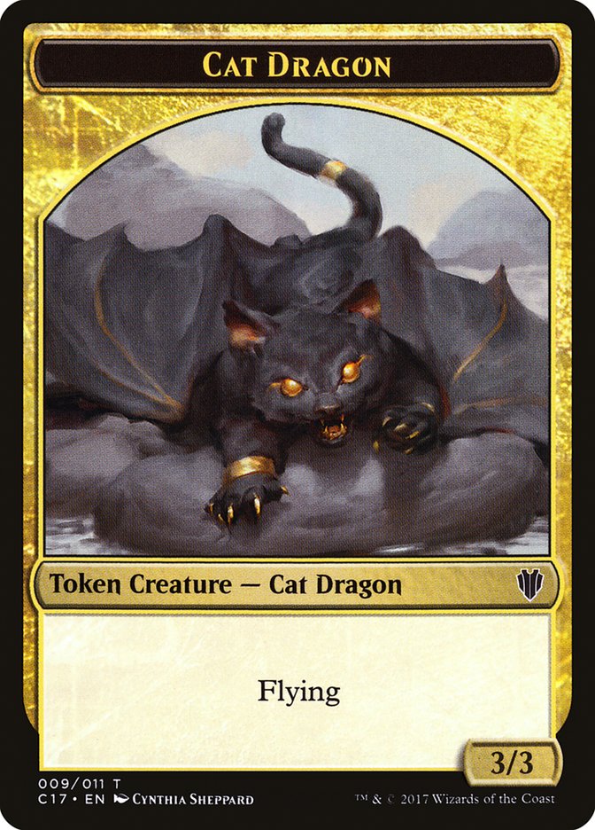 Gold // Cat Dragon Double-Sided Token [Commander 2017 Tokens] | Yard's Games Ltd