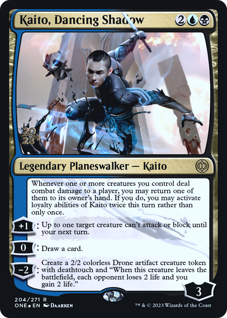 Kaito, Dancing Shadow [Phyrexia: All Will Be One Prerelease Promos] | Yard's Games Ltd