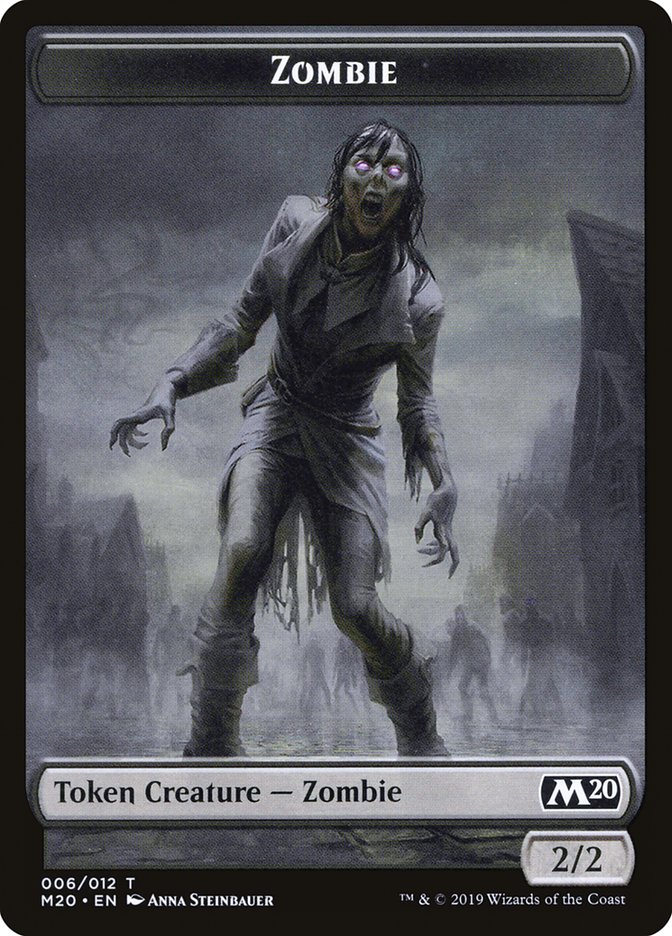 Zombie Token [Core Set 2020 Tokens] | Yard's Games Ltd