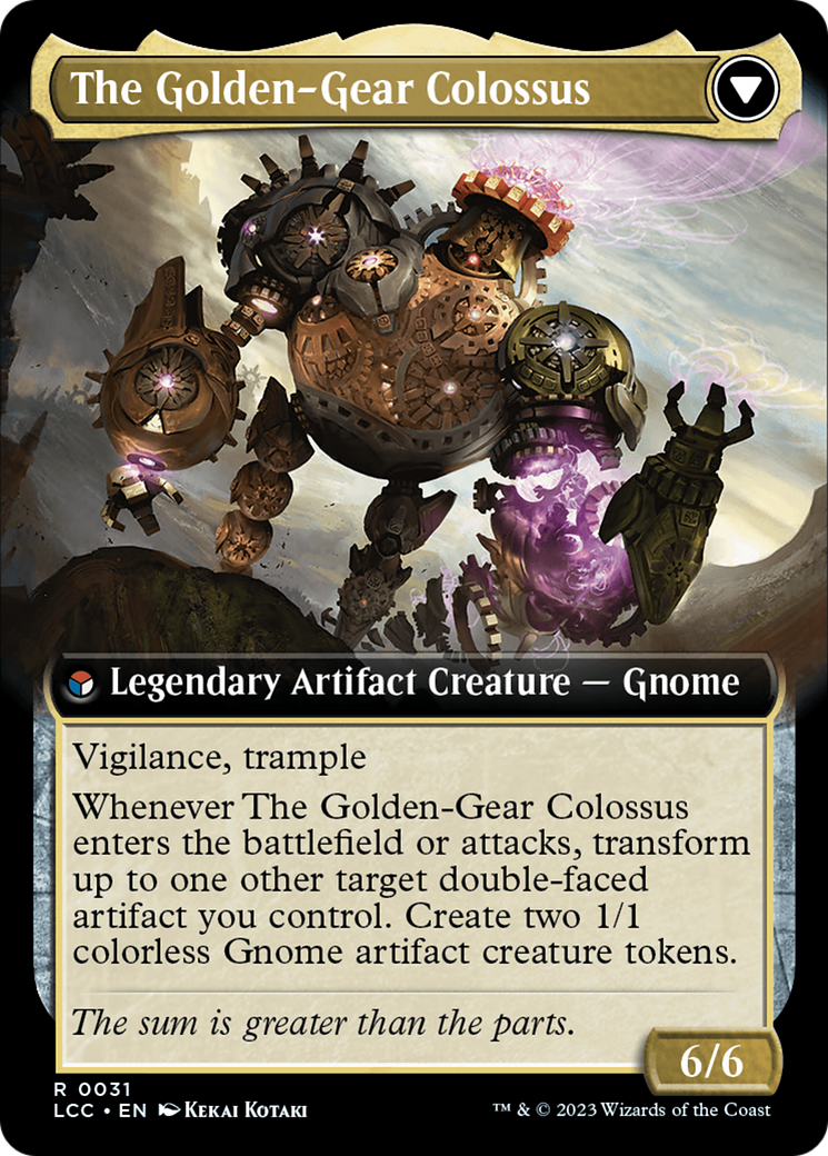 Tetzin, Gnome Champion // The Golden-Gear Colossus (Extended Art) [The Lost Caverns of Ixalan Commander] | Yard's Games Ltd