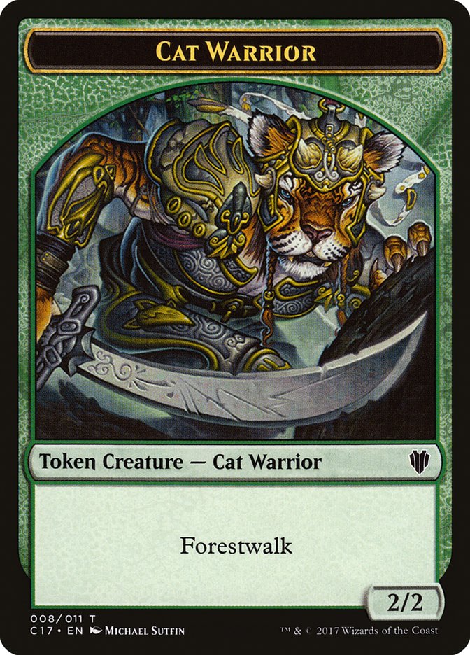 Cat Warrior (008) // Rat (003) Double-Sided Token [Commander 2017 Tokens] | Yard's Games Ltd