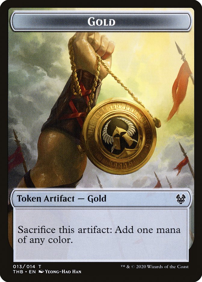 Human Soldier // Gold Double-Sided Token [Theros Beyond Death Tokens] | Yard's Games Ltd