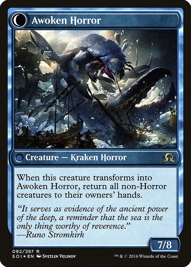 Thing in the Ice // Awoken Horror [Shadows over Innistrad Prerelease Promos] | Yard's Games Ltd