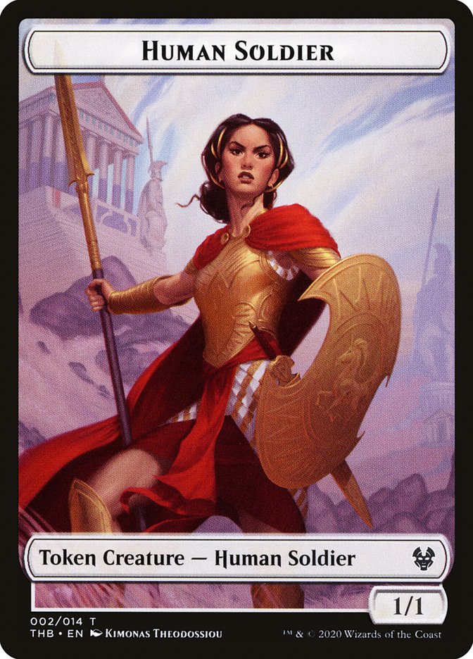 Goat // Human Soldier Double-Sided Token [Theros Beyond Death Tokens] | Yard's Games Ltd