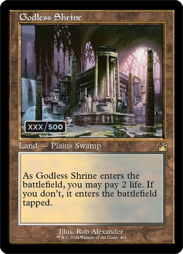 Godless Shrine (Retro) (Serialized) [Ravnica Remastered] | Yard's Games Ltd