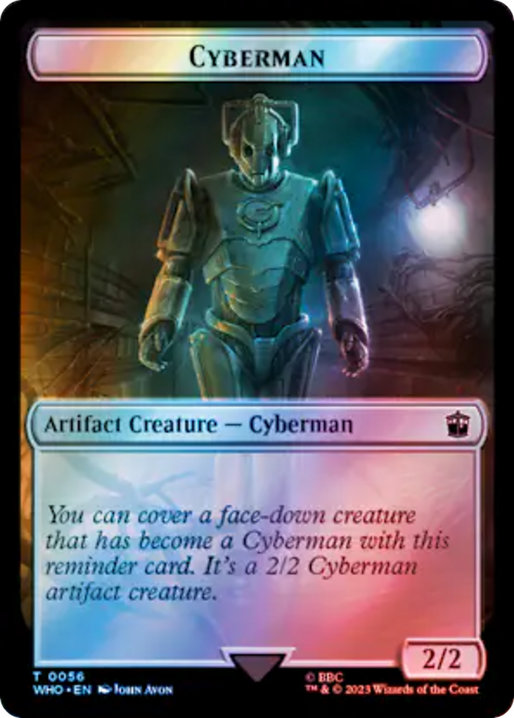 Warrior // Cyberman Double-Sided Token (Surge Foil) [Doctor Who Tokens] | Yard's Games Ltd