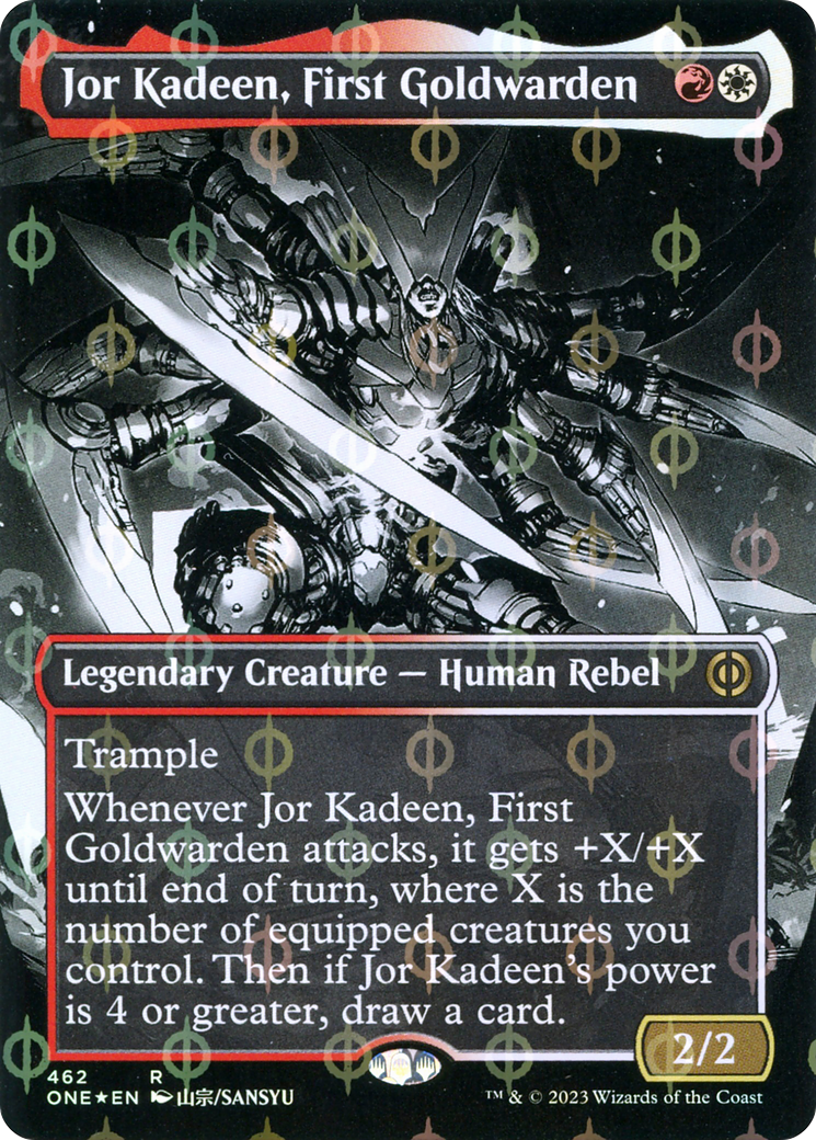 Jor Kadeen, First Goldwarden (Borderless Manga Step-and-Compleat Foil) [Phyrexia: All Will Be One] | Yard's Games Ltd
