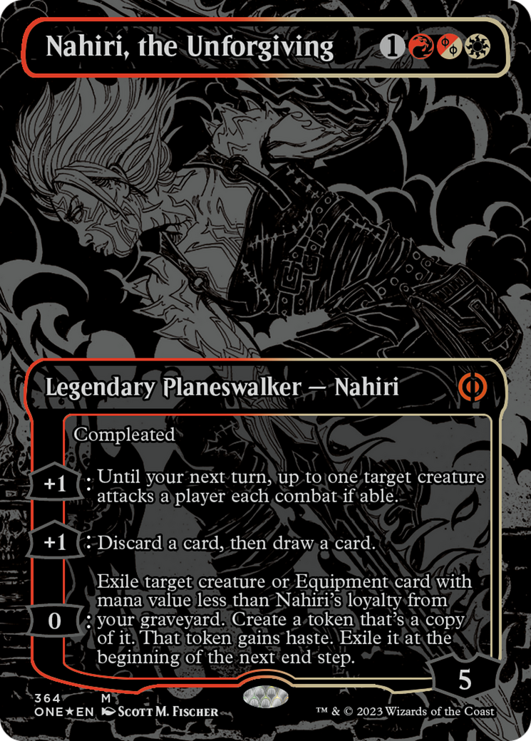 Nahiri, the Unforgiving (Oil Slick Raised Foil) [Phyrexia: All Will Be One] | Yard's Games Ltd