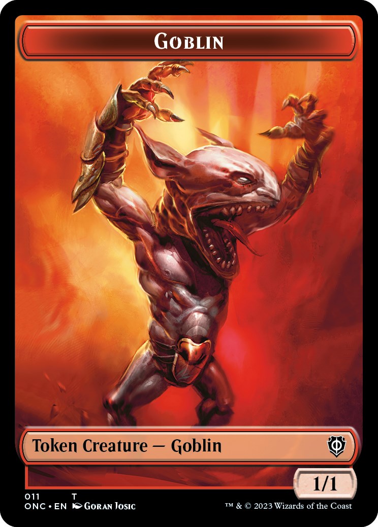 Rebel // Goblin Double-Sided Token [Phyrexia: All Will Be One Commander Tokens] | Yard's Games Ltd