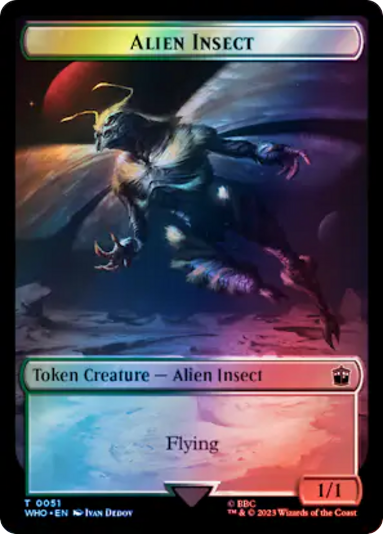 Alien // Alien Insect Double-Sided Token (Surge Foil) [Doctor Who Tokens] | Yard's Games Ltd