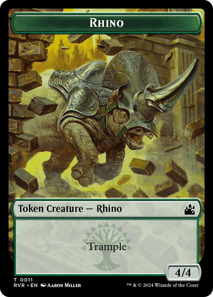 Saproling // Rhino Double-Sided Token [Ravnica Remastered Tokens] | Yard's Games Ltd
