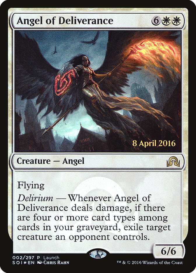 Angel of Deliverance (Launch) [Shadows over Innistrad Promos] | Yard's Games Ltd