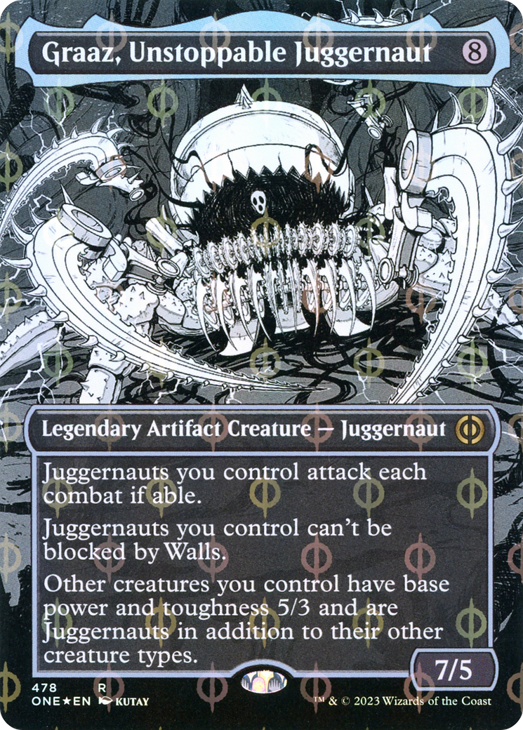 Graaz, Unstoppable Juggernaut (Borderless Manga Step-and-Compleat Foil) [Phyrexia: All Will Be One] | Yard's Games Ltd