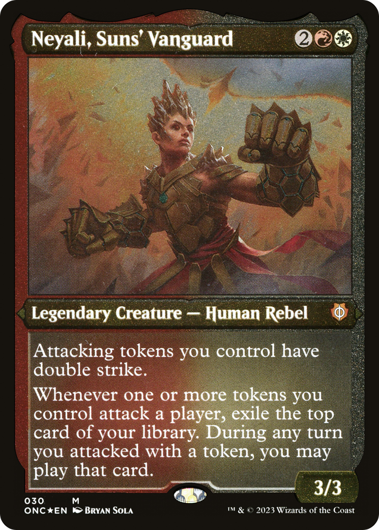 Neyali, Suns' Vanguard (Foil Etched) (Display Commander) [Phyrexia: All Will Be One Commander] | Yard's Games Ltd