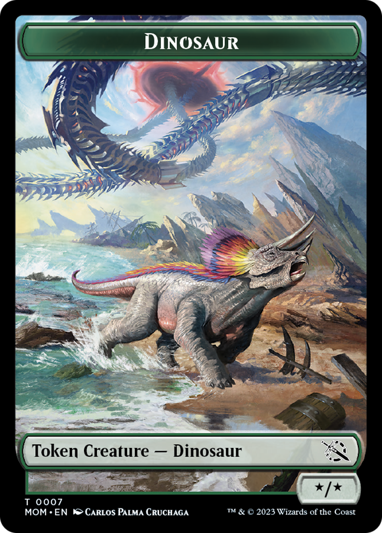 Warrior // Dinosaur Double-Sided Token [March of the Machine Tokens] | Yard's Games Ltd