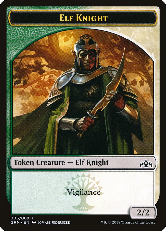 Elf Knight Token [Guilds of Ravnica Tokens] | Yard's Games Ltd