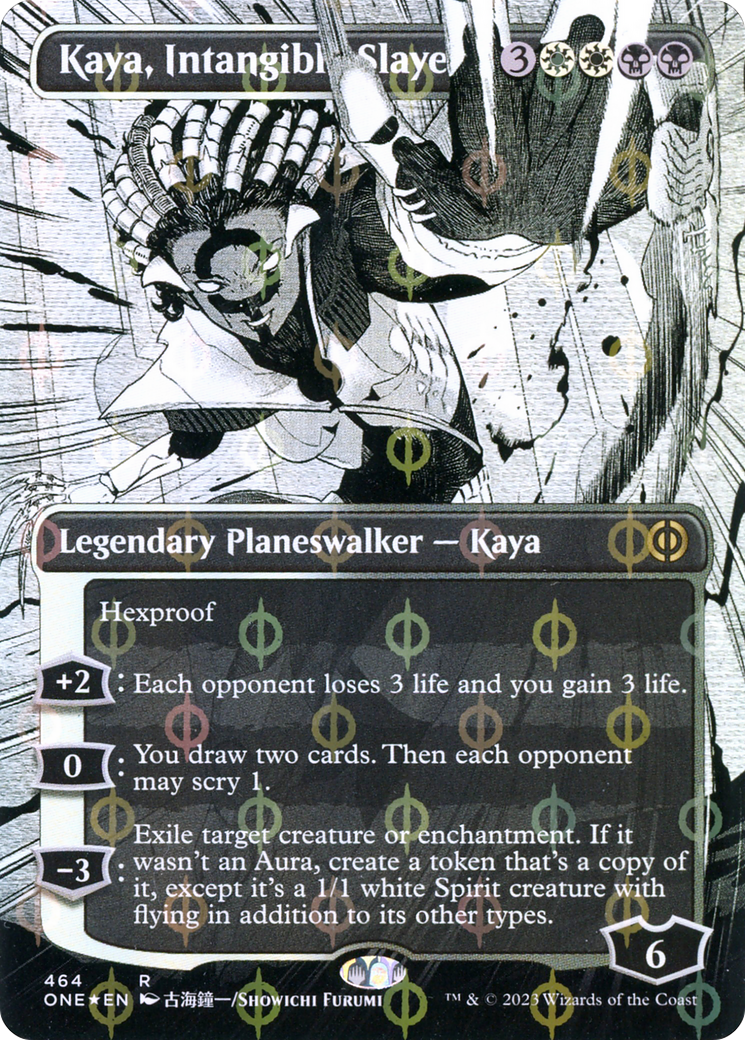 Kaya, Intangible Slayer (Borderless Manga Step-and-Compleat Foil) [Phyrexia: All Will Be One] | Yard's Games Ltd