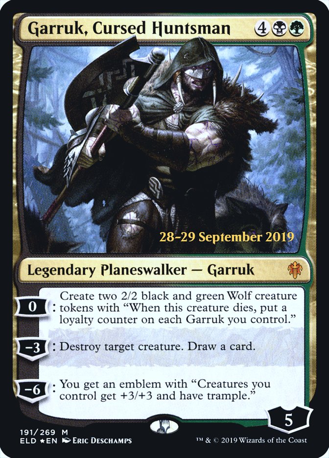 Garruk, Cursed Huntsman [Throne of Eldraine Prerelease Promos] | Yard's Games Ltd