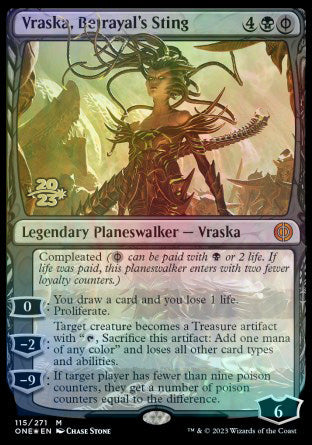 Vraska, Betrayal's Sting [Phyrexia: All Will Be One Prerelease Promos] | Yard's Games Ltd