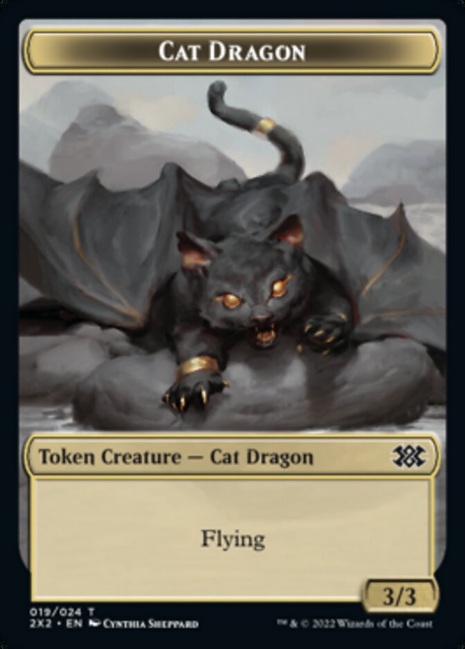 Cat Dragon // Soldier Double-Sided Token [Double Masters 2022 Tokens] | Yard's Games Ltd