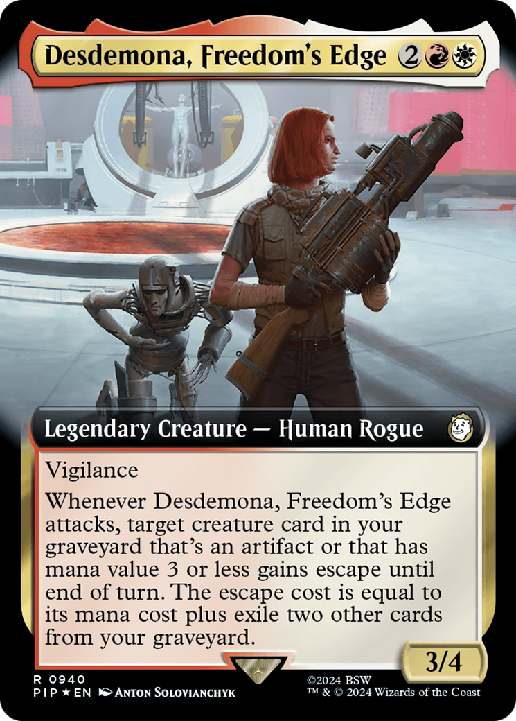 Desdemona, Freedom's Edge (Extended Art) (Surge Foil) [Fallout] | Yard's Games Ltd