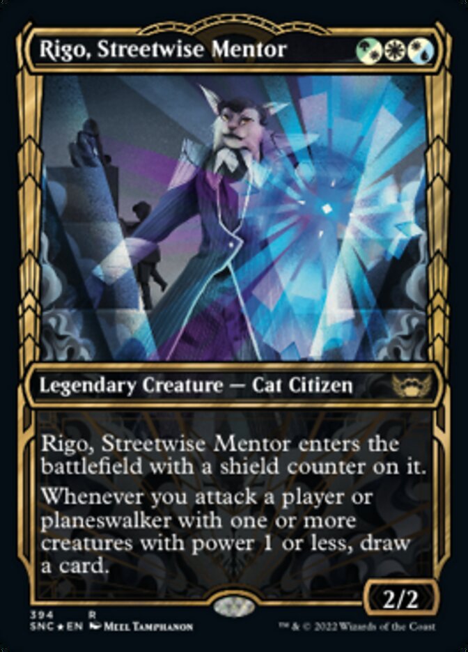 Rigo, Streetwise Mentor (Showcase Golden Age Gilded Foil) [Streets of New Capenna] | Yard's Games Ltd